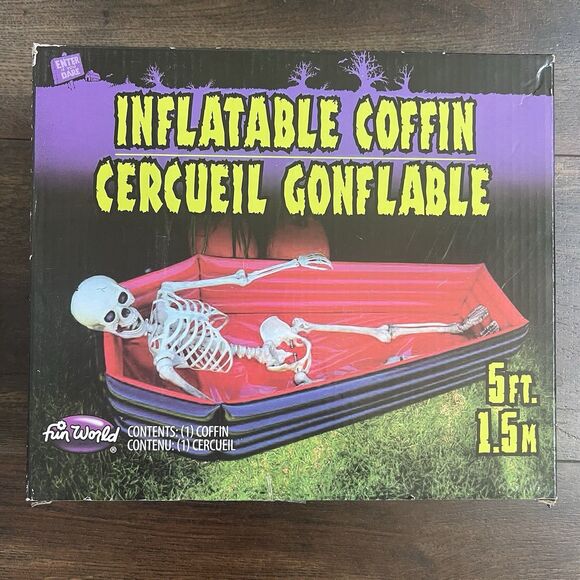 Inflatable Coffin Halloween Decoration Prop Decor NEW Vampire Graveyard - Picture 1 of 5